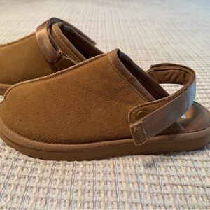 Brown Suede Backstrap Clog Slides
